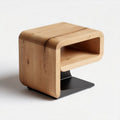 Wooden Nightstand with Open Storage – Ideal for Bedroom Use – Made of Natural Wood and Metal – 40 x 40 x 40cm