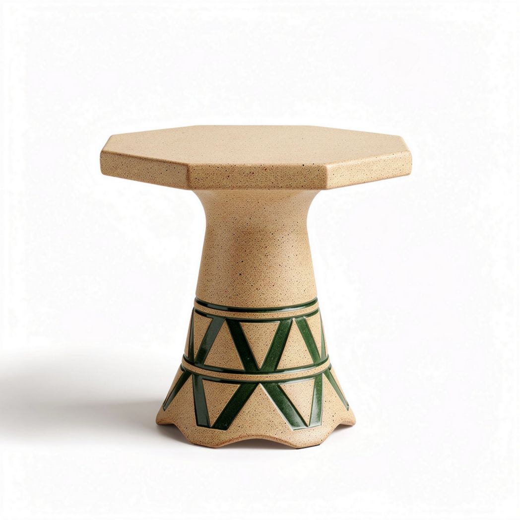 Ceramic Hexagonal Side Table – Suitable for Indoor or Outdoor Use – Made from Durable Ceramic – 50 x 50 x 45cm