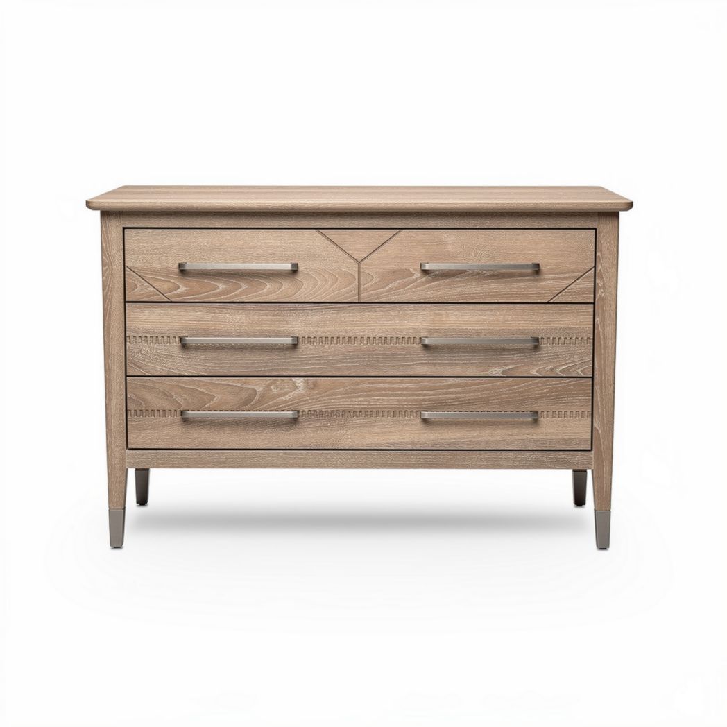 Wooden Chest of Drawers for Bedroom Storage – Oak Finish with Metal Handles – 90 x 45 x 80cm