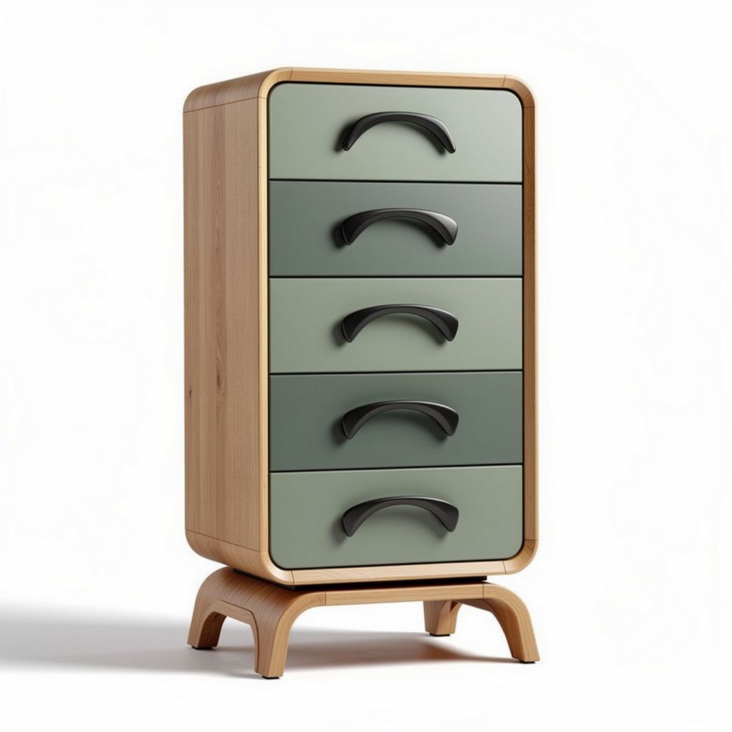 Wooden Drawer Chest with Five Drawers for Bedroom Storage, Made of Plywood and Solid Wood, Dimensions 45 x 30 x 80cm