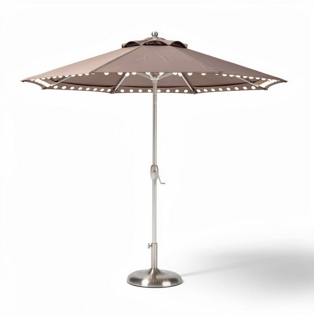 Outdoor Patio Umbrella with LED Lights – Provides Shade and Ambiance – Steel and Fabric Construction – 250 x 250 x 250cm