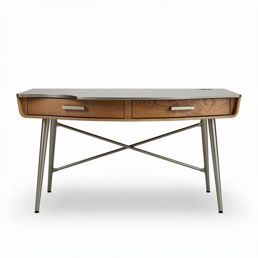 Wooden Office Desk with Two Drawers – Suitable for Home and Office Use – MDF and Metal Construction – 150 x 75 x 75cm